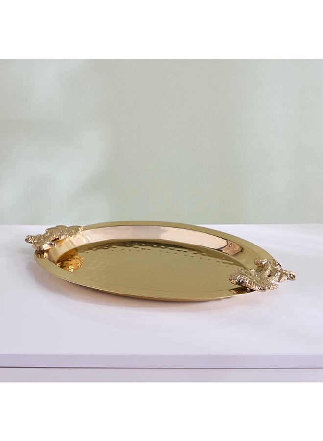 Home Box Sahra Decorative Metal Oval Tray Gold - Image 1